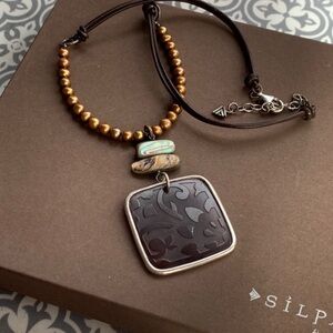 Vintage! Unique. RARE. Silpada Necklace with black Shell Pendant Necklace N1803